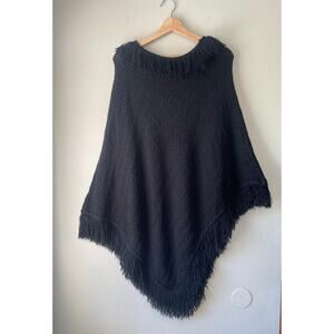 Amanda Adams Vintage Black Knit Poncho — One Size